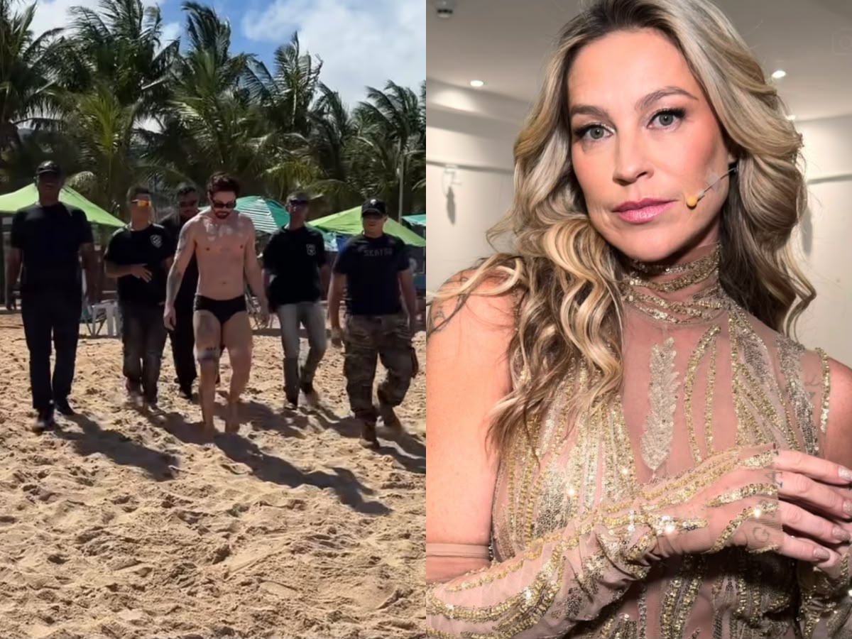Rico Melquiades vai à praia acompanhado de segurança após desentendimento com Luana Piovani