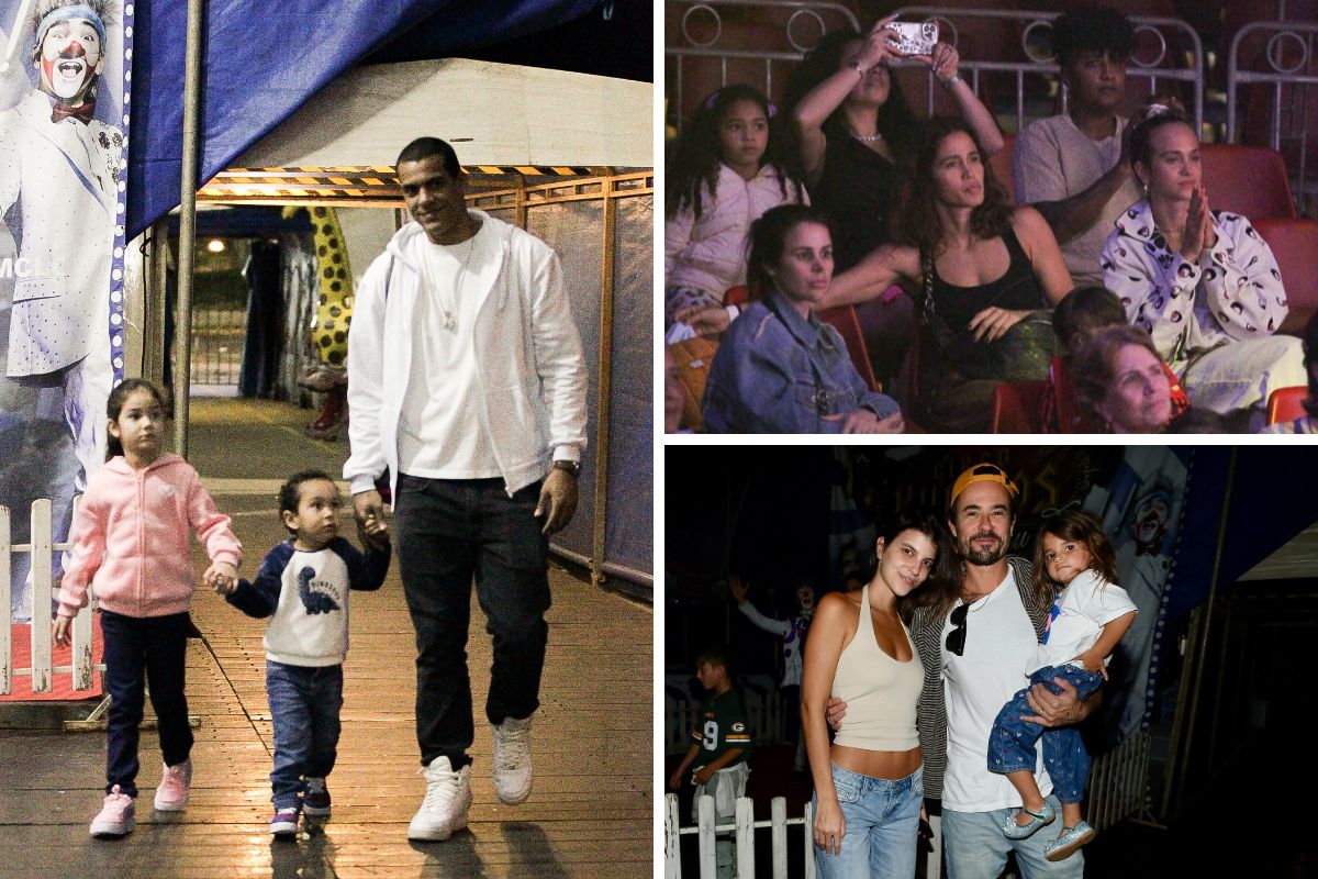 Famosos se divertem em circo com seus filhos e arrasam em looks informais