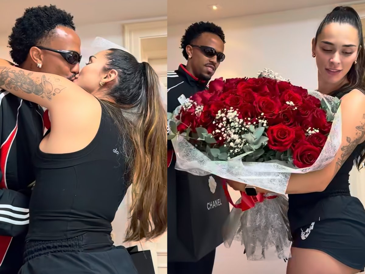 Éder Militão presenteia esposa Tainá com bolsa de luxo